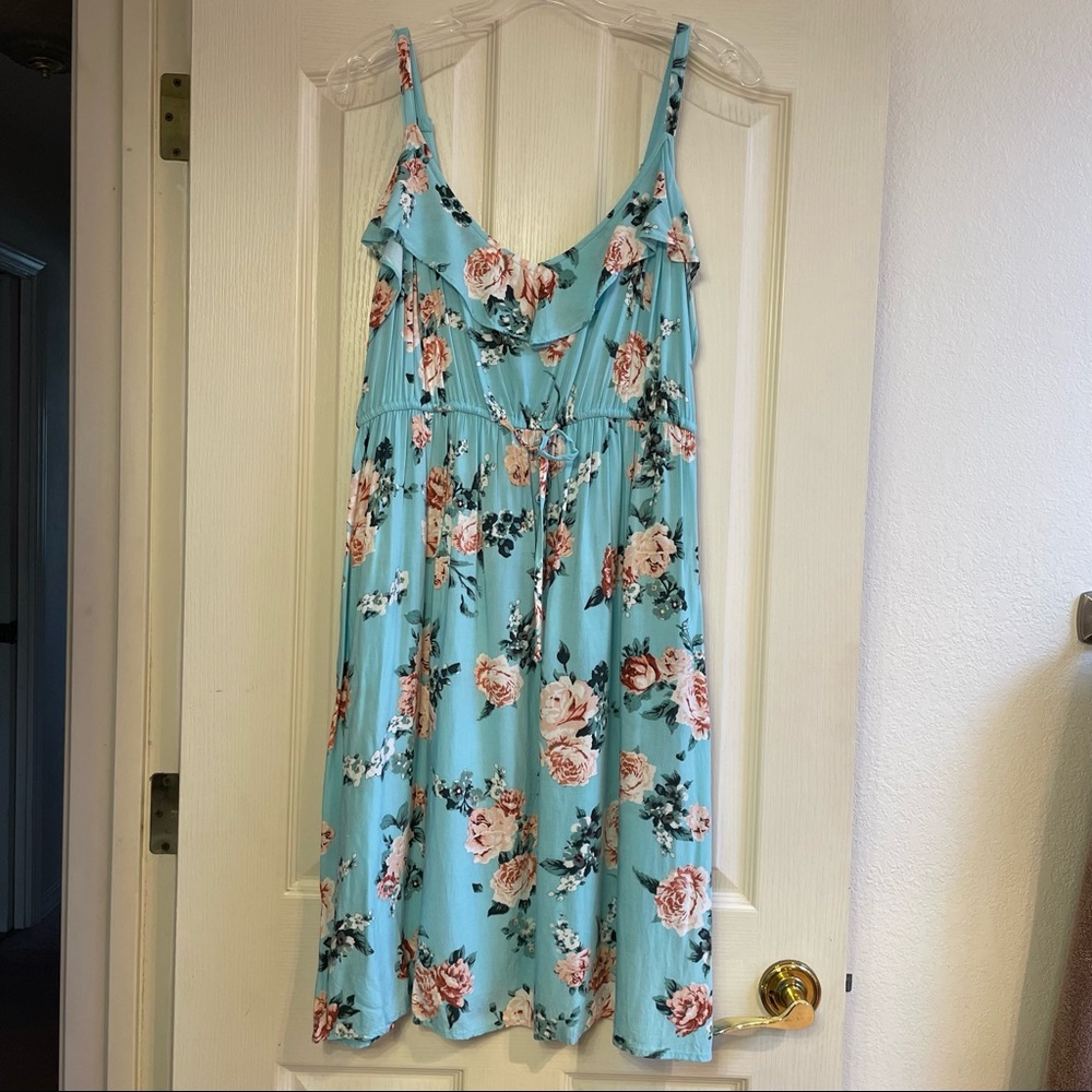 Torrid Blue floral Ruffle Dress Size 0